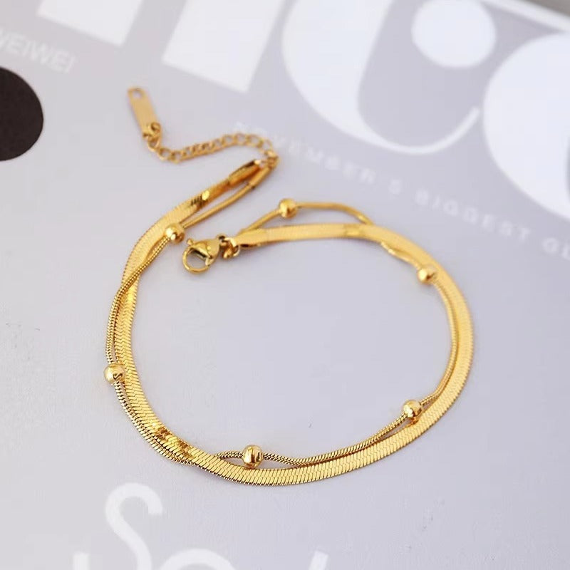 Bloom Double-Layer Anklet – Non-Fading Titanium Steel Elegance image 3