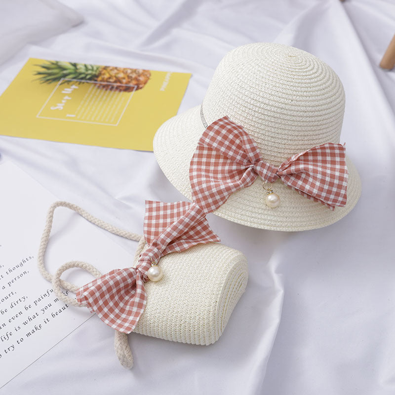Bloom Kids Summer Straw Hat Set - Wide Brim Sun Hat + Matching Bag