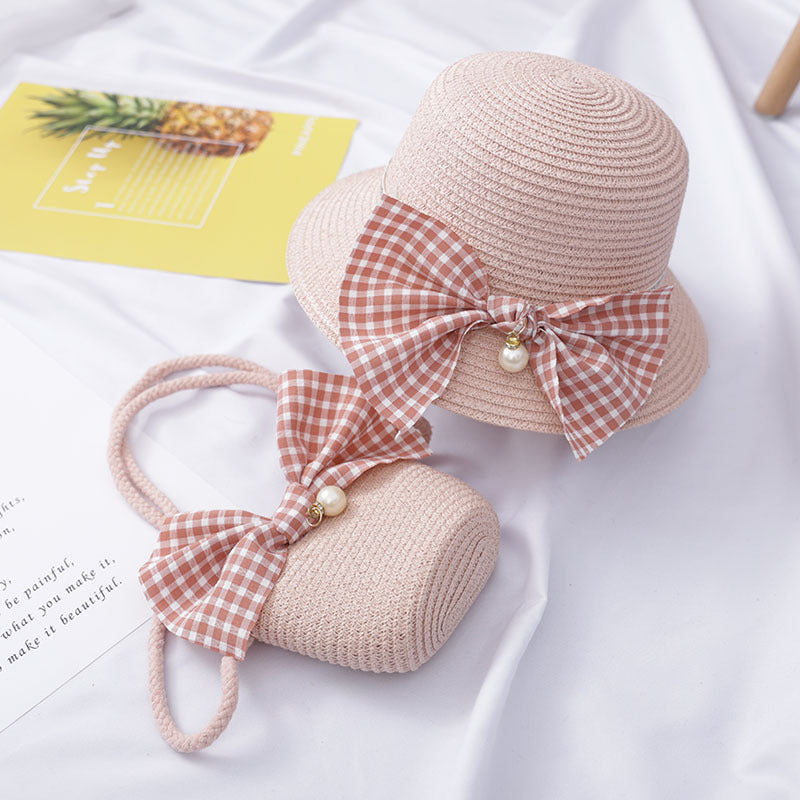 Bloom Kids Summer Straw Hat Set - Wide Brim Sun Hat + Matching Bag