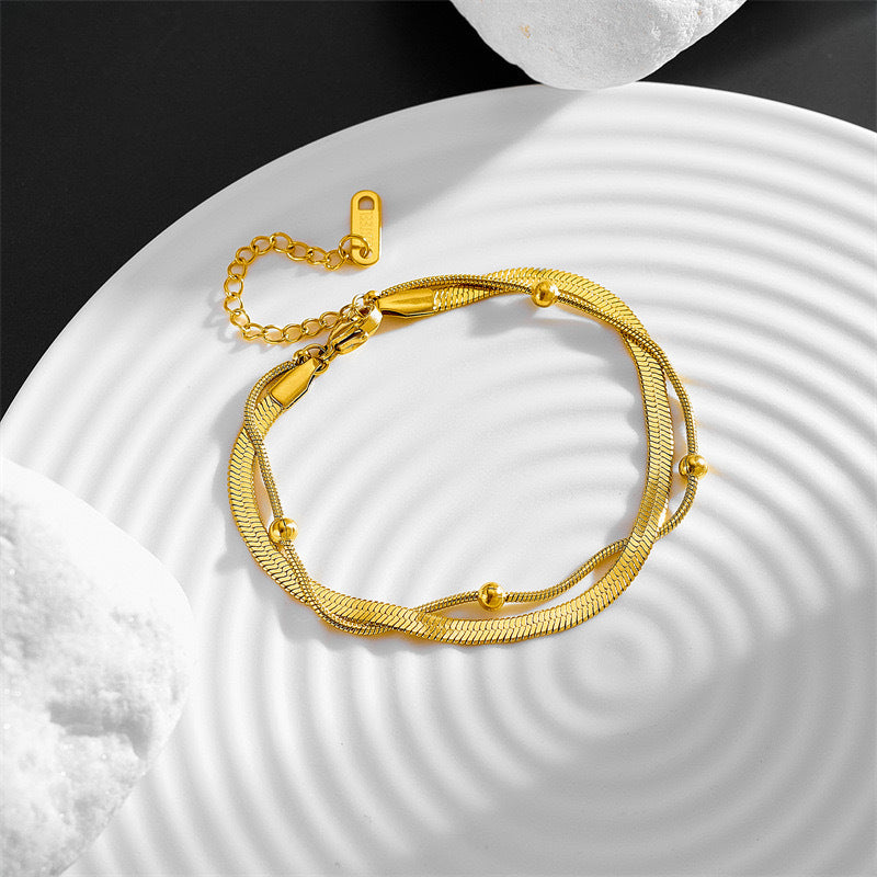 Bloom Double-Layer Anklet – Non-Fading Titanium Steel Elegance image 0