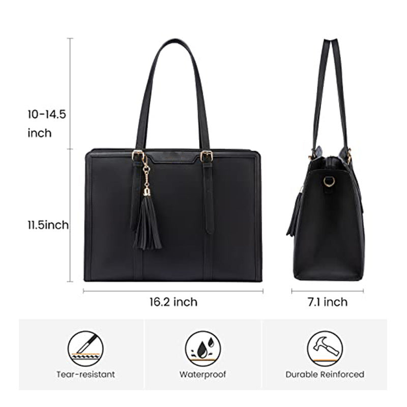 Graceful Bloom Laptop Tote – Vegan Leather Work Bag image 1