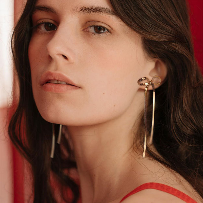 Bloom Ribbon Bow Earrings - Tarnish-Free, 18K Plated, Hypoallergenic