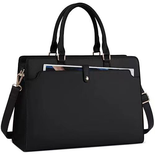 Bloom Saffiano-Style Premium Laptop Bag - Black image
