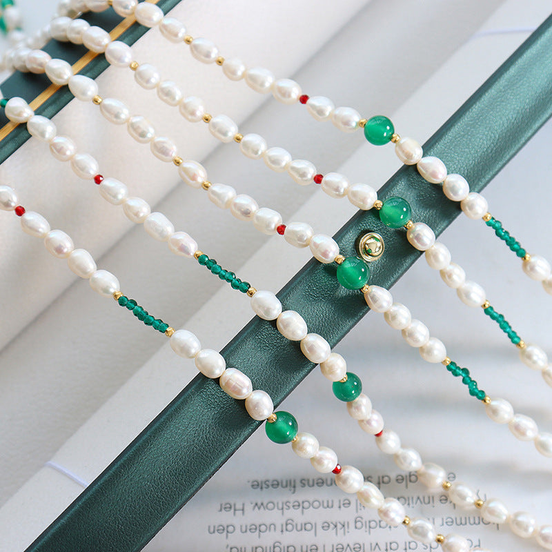 Green Agate & Freshwater Pearl Necklace – Elegant Hand-Strung Jewelry image 8