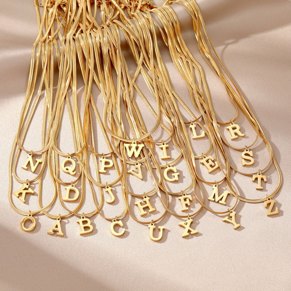 Bloom Initial Necklace – Gold-Plated Snake Chain image 0