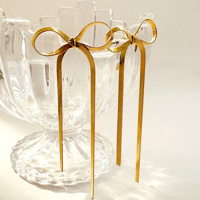 Bloom Ribbon Bow Earrings - Tarnish-Free, 18K Plated, Hypoallergenic