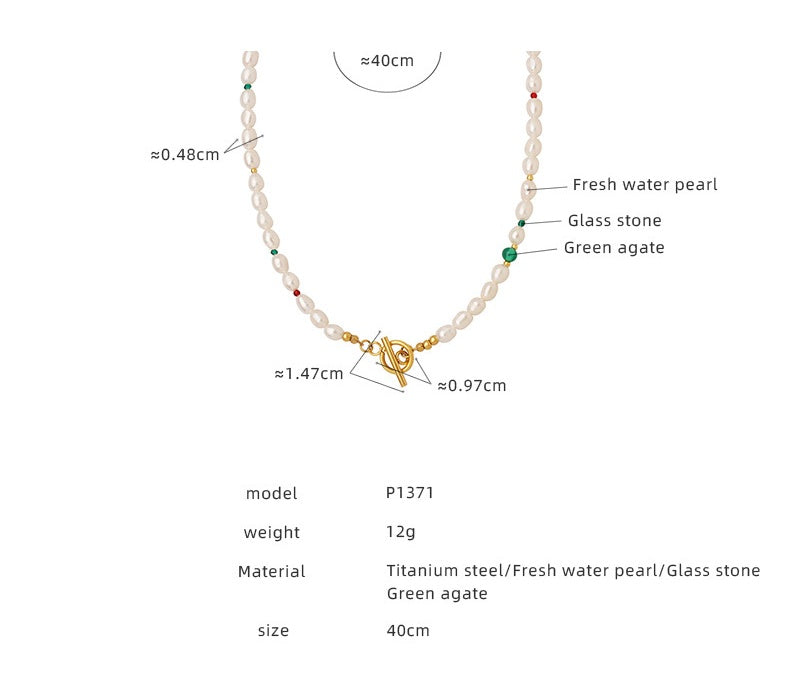 Green Agate & Freshwater Pearl Necklace – Elegant Hand-Strung Jewelry image 5