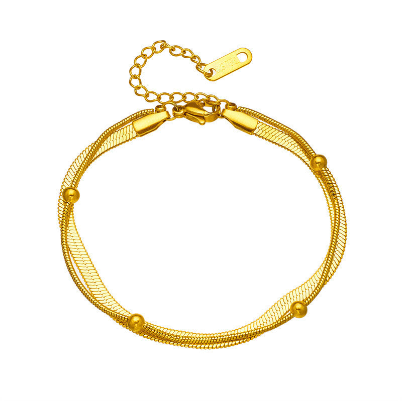Bloom Double-Layer Anklet – Non-Fading Titanium Steel Elegance image 2